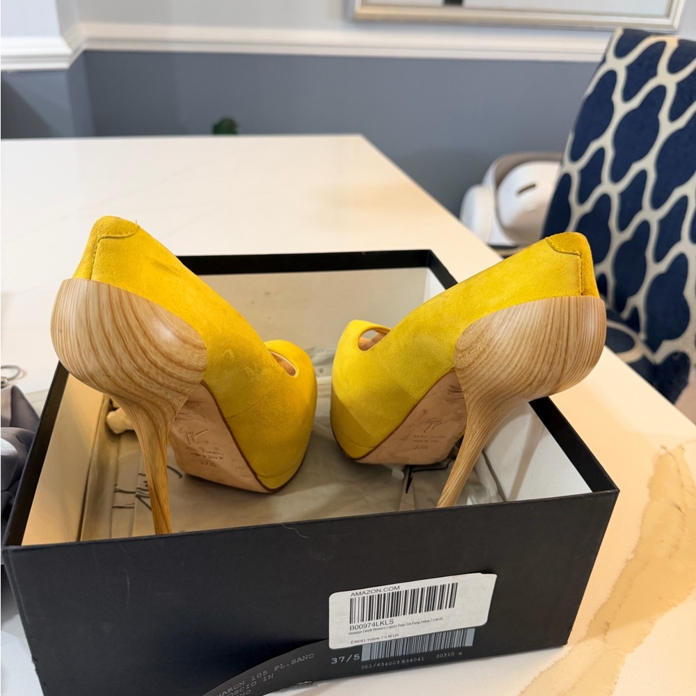 Giuseppe Zanotti Yellow Suede Heels